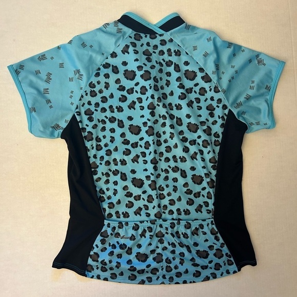 Shebeest women’s cycling jersey shirt in leopard teal print Sz-XL. Y19 - Picture 3 of 8